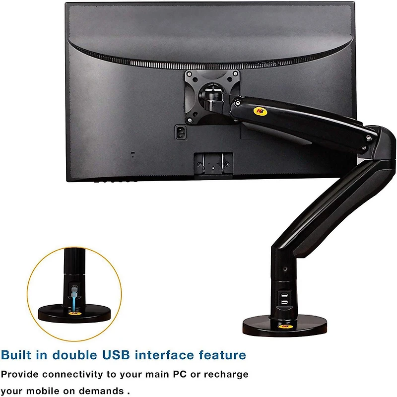 Support de bureau pour moniteur 22 à 35 po avec port USB de North Bayou - F100A
