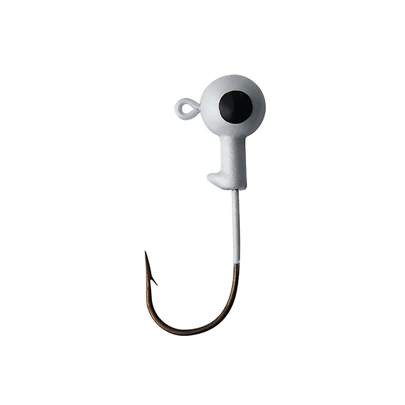 Eagle Claw QNLJB01-18 Tin Round  Head Jigs, 1/8oz, White, 5Pk, Tin Round  Head Jigs, white