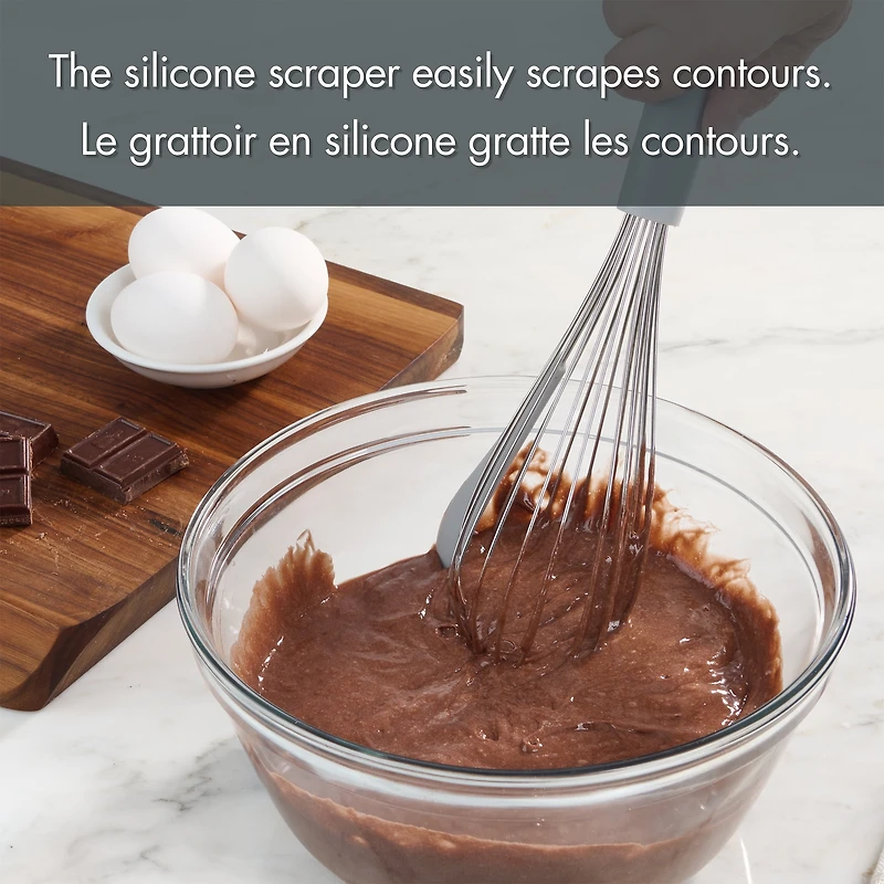 Fouet-Grattoir Mainstays en Acier Inoxydable de 30 cm, Gris Fouet en Acier Inoxydable