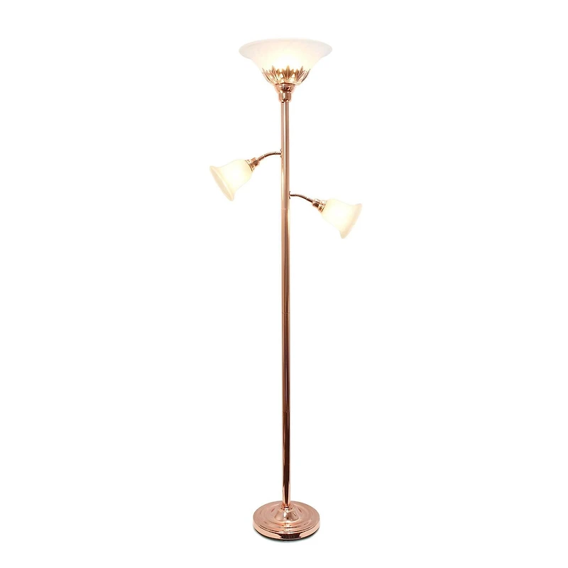 Elegant Designs 3 Light Floor Lamp with Scalloped Glass Shades