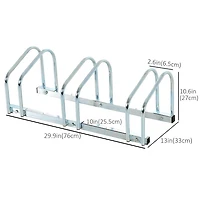 HOMCOM 3-Bike Bicycle Floor Parking Rack Cycling Storage Stand Silver