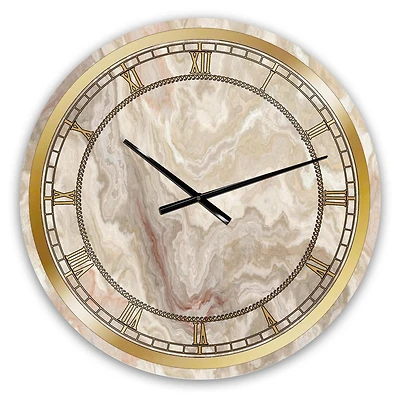 Designart Onyx Blanc Marbre Blanc Naturel horloge murale