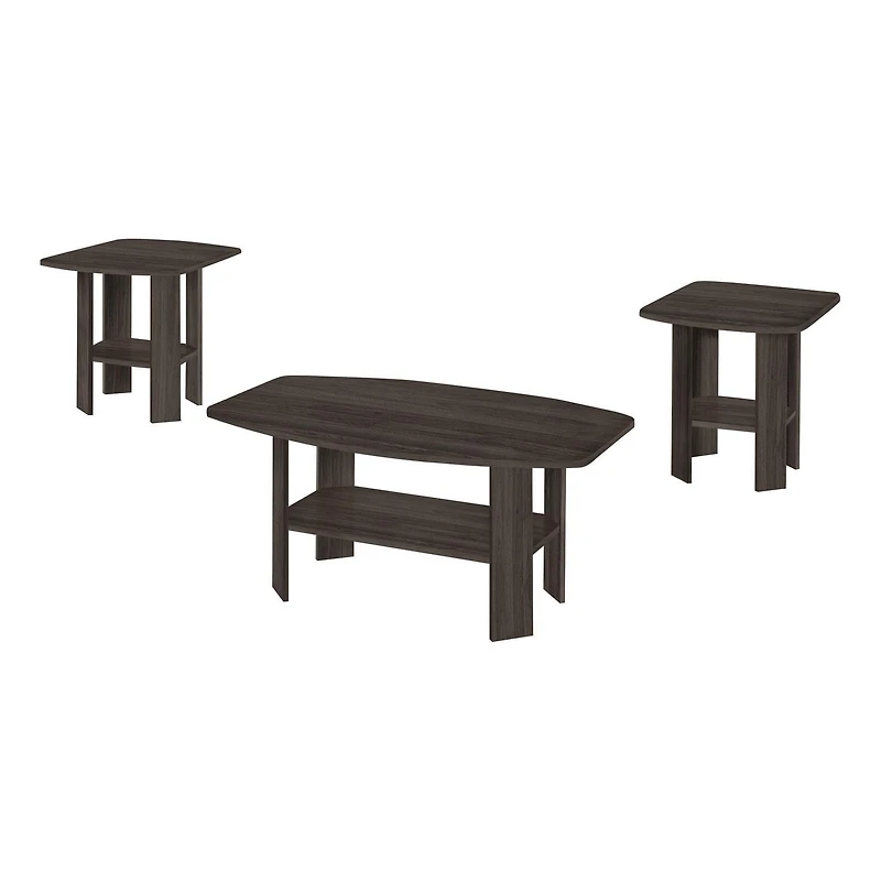 Monarch Specialties Ensemble De Table, Ensemble 3pcs, Café, Bout, Côté, Accent, Salon, Stratifié, Brun, Transitionnel