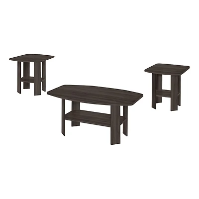 Monarch Specialties Ensemble De Table, Ensemble 3pcs, Café, Bout, Côté, Accent, Salon, Stratifié, Brun, Transitionnel