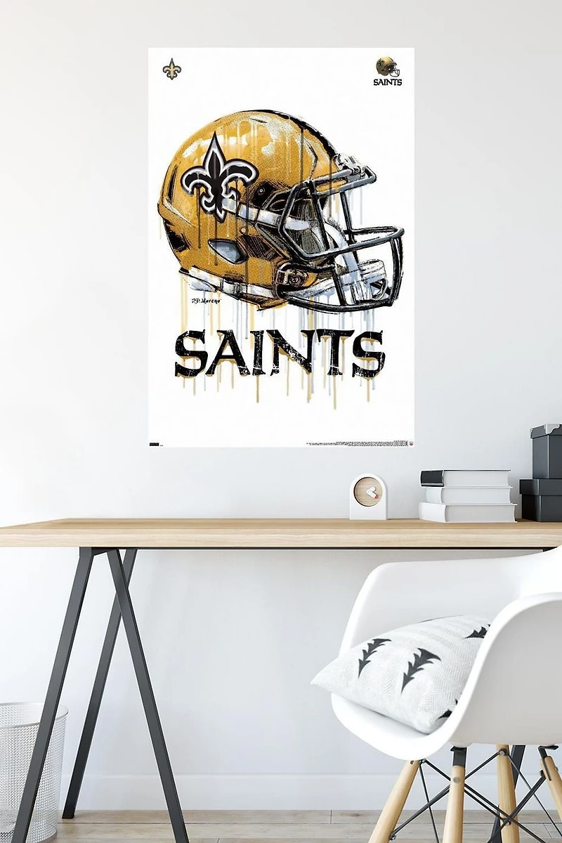 NFL New Orleans Saints - Drip Helmet 20 Wall Poster, 22.375" x 34"