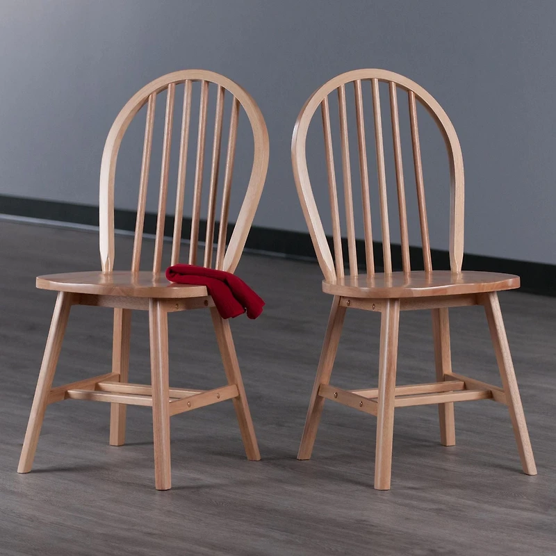 Windsor 2pc Chair Set Natural Finish