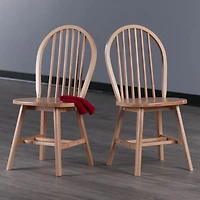 Windsor 2pc Chair Set Natural Finish