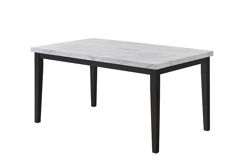 Aerys David Faux Marble Top Dining Table Set with 6 White Chairs