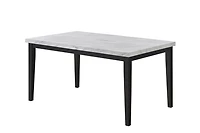 Aerys David Faux Marble Top Dining Table Set with 6 White Chairs