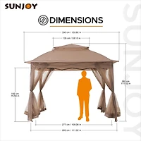 Sunjoy Outdoor Gazebo Patio 11 ft. x 11 ft.  Pop Up Portable Steel Gazebo Khaki