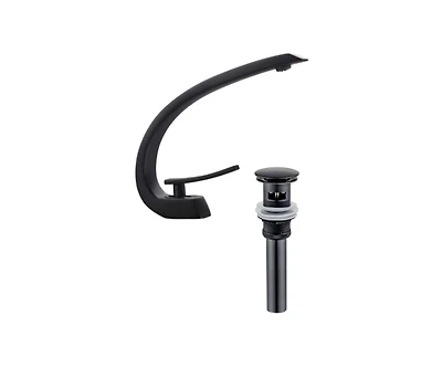 DROP Bath and Kitchen DR091464 Bathroom Sink Faucet with Round shape in Black color from Waterfall series - includes Drain with overflow