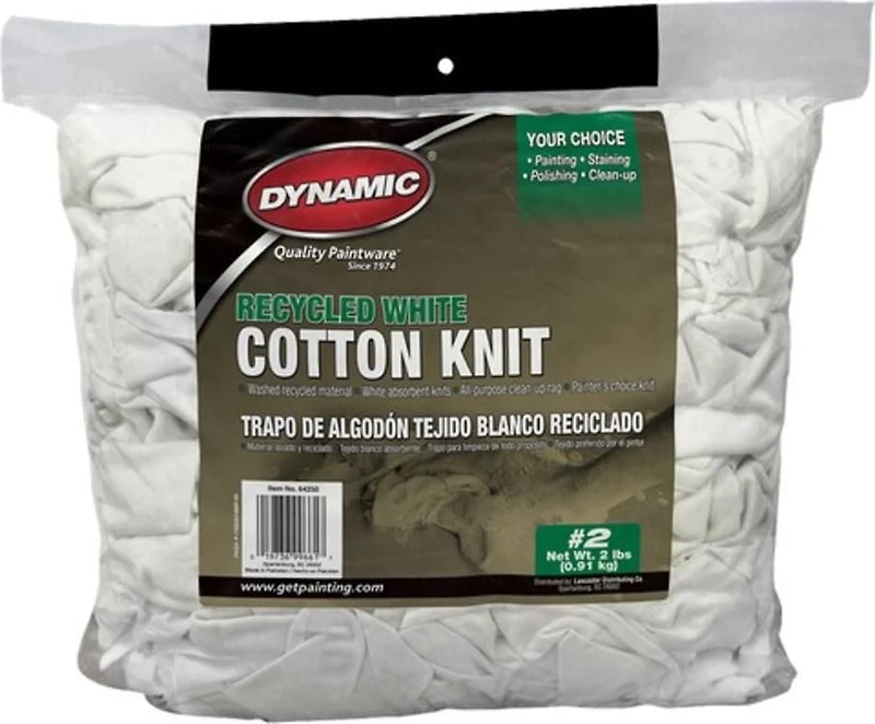 Dynamic 64250 #2 2lb Sac recyclé coton blanc tricot tricot tissus essuyants