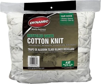 Dynamic 64250 #2 2lb Sac recyclé coton blanc tricot tricot tissus essuyants