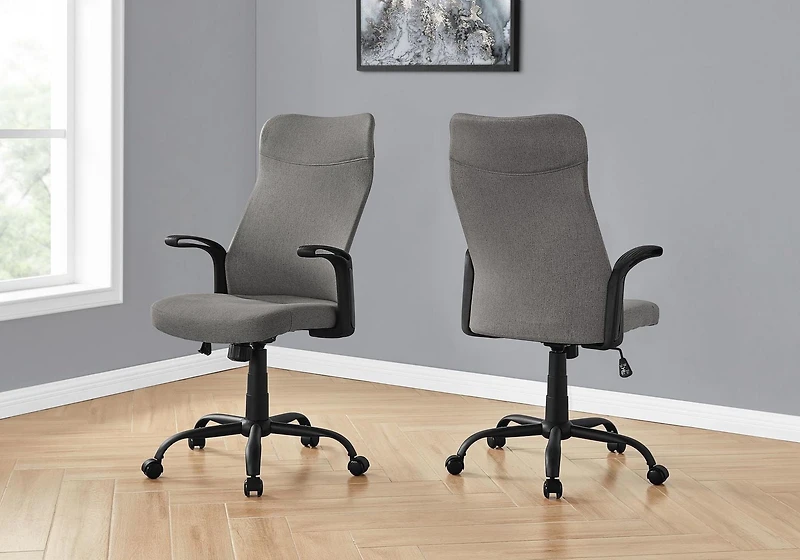 Monarch Specialties Office Chair, Adjustable Height, Swivel, Ergonomic, Armrests, Computer Desk, Work, Metal, Mesh, Grey, Black, Contemporary, Modern