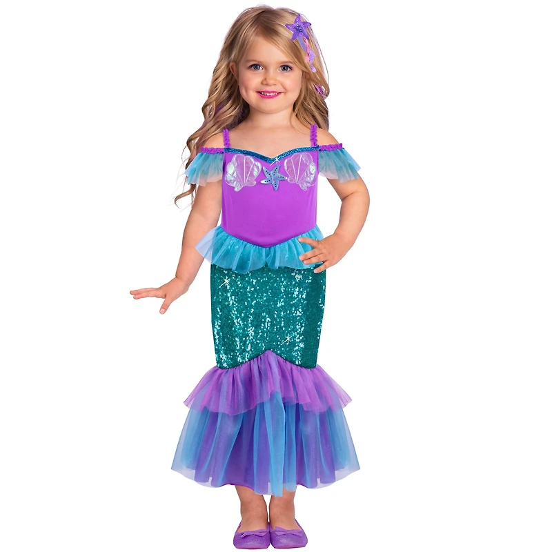 Déguisement d'Halloween Miss Sirène pour tout-petits, 3-4 ans, violet, par Way to Celebrate