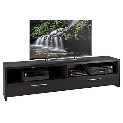 Meuble TV CorLiving Fernbrook en bois d'ingénierie noir avec tiroirs pour la plupart des téléviseurs jusqu'à 95 pouces