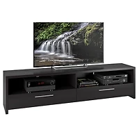 Meuble TV CorLiving Fernbrook en bois d'ingénierie noir avec tiroirs pour la plupart des téléviseurs jusqu'à 95 pouces