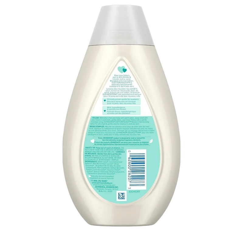 Nettoyant et shampoing pour nouveau-nés JOHNSON’S® DOUXCOTON 400 ml