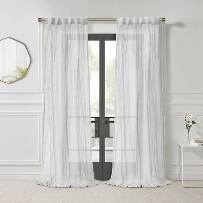 Loft Living Peoria Transparent Double Tetiere panneau de rideau 52 x 63 in Blanc