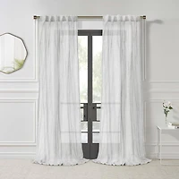 Loft Living Peoria Sheer Dual Header Single Curtain Panel 52 x 84 in White