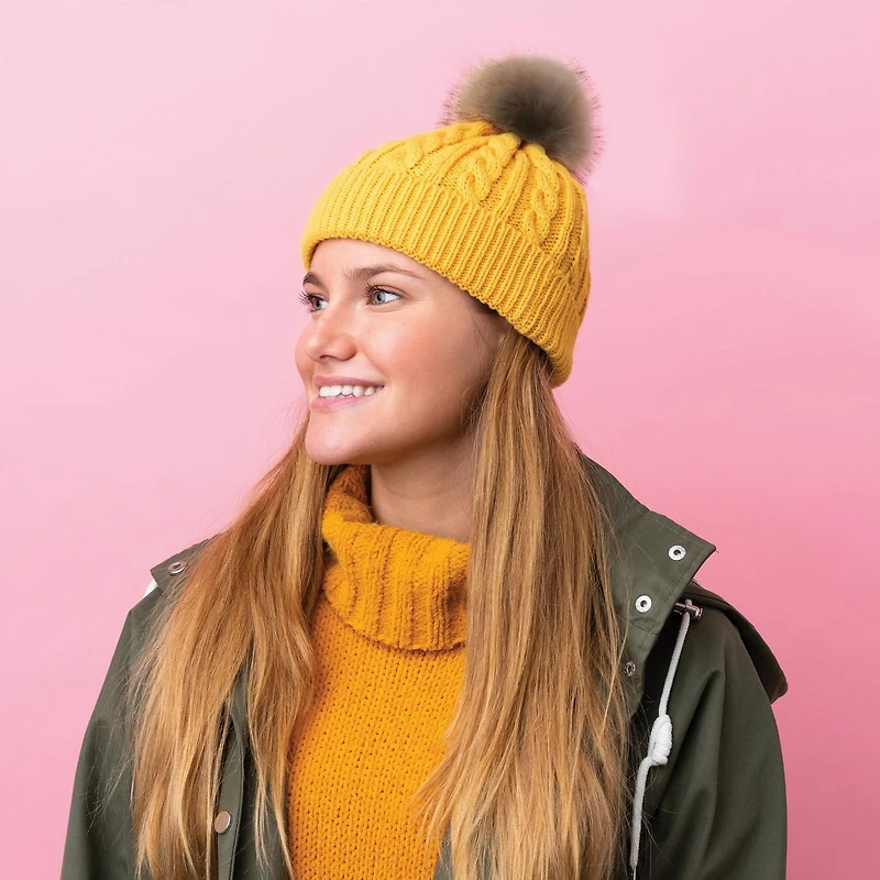 Love Knitting Pom Pom 4" Brown with Black Tip - 2pcs
