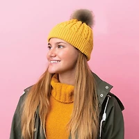 Love Knitting Pom Pom 4" Brown with Black Tip - 2pcs