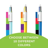 Stylo-bille rétractables BIC 4 couleurs Original et Mode, pointe moyenne (1,0 mm), paquet de 3, stylo-bille rétractable avec encre de couleur durable Découvrez l’encre durable