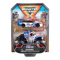 Monster Jam, Monster truck Lucas Stabilizer officiel et voiture de course à l'échelle 1:64, jouets pour garçons et filles à partir de 3 ans