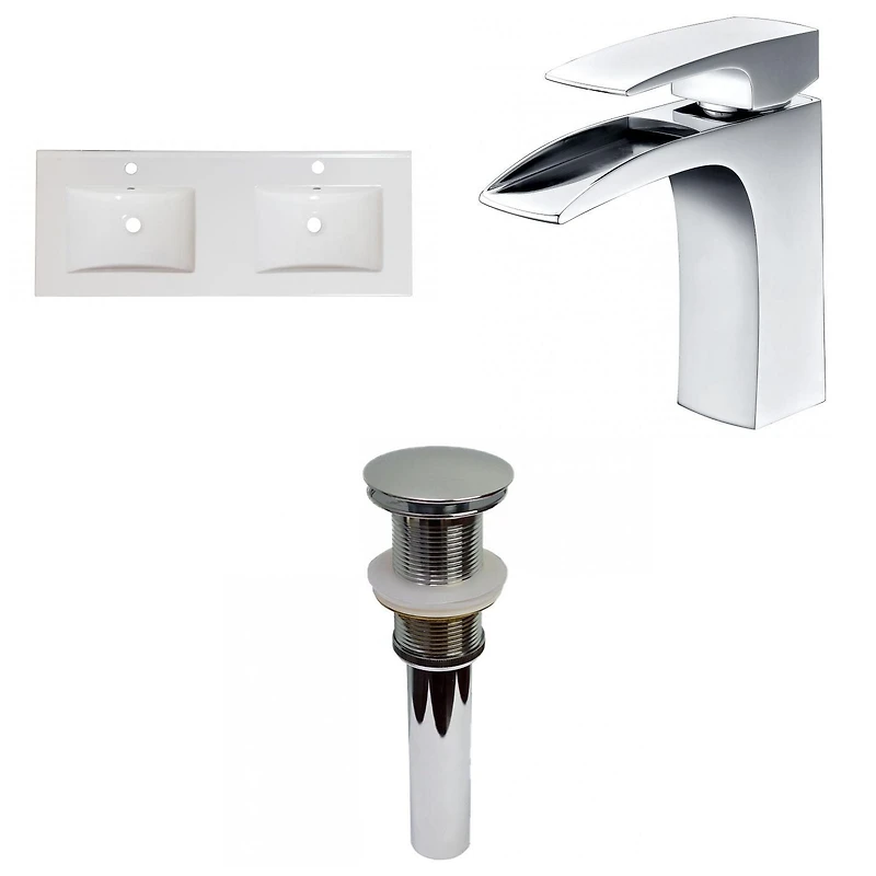 American Imaginations AI- 48 po WX 18.25 pouces Dessus en céramique de D dans la couleur blanche pour le robinet de 1 trou