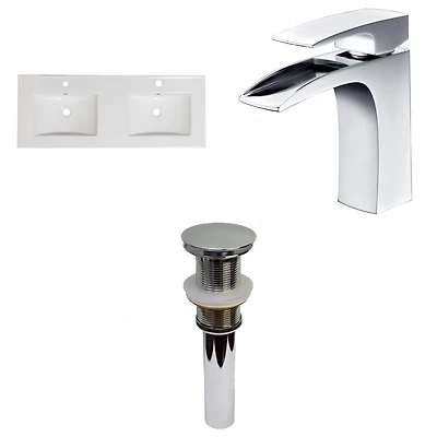 American Imaginations AI- 48 po WX 18.25 pouces Dessus en céramique de D dans la couleur blanche pour le robinet de 1 trou