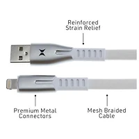 XTREME Premium MFI Charge/Sync Lightning Cables 10ft, Blanc