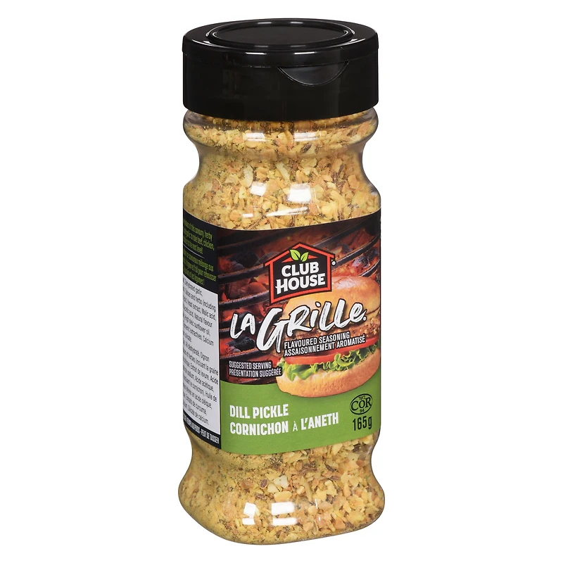 Club House La Grille Dill Pickle Seasoning, Zesty dill pickle seasoning. Give some new flavour to your food with this savoury seasoning.