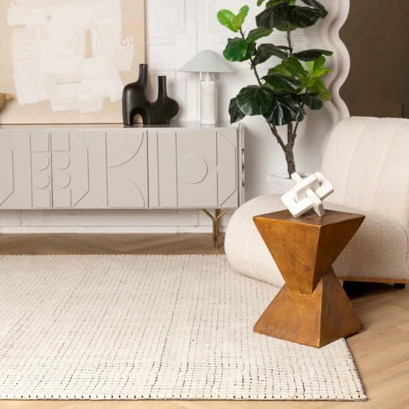 Rug Branch Maya Modern Checkered Beige Black Indoor Hand-Tufted Area Rug