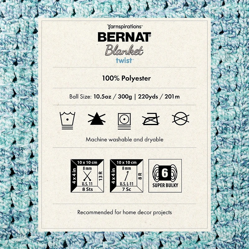 Bernat® Blanket Twist™ Yarn, Polyester #6 Super Bulky, 10.5oz/300g, 220 Yards, Polyester #6 Super Bulky Yarn