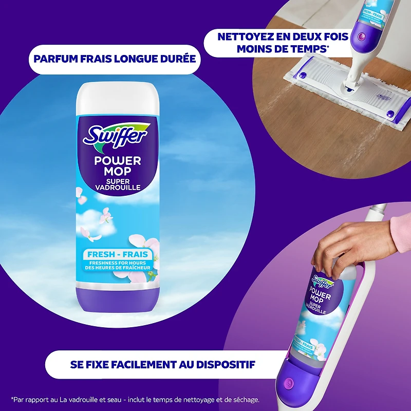 Swiffer Power Mop Refill Pack, Tile, Laminate, Wood, Floor Cleaner, 5 Pads + 1 Fresh Solution, 0 Kit