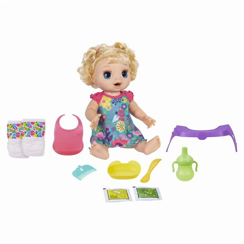 Baby Alive English Speaking Happy Hungry Baby Blond Curly Hair