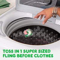 Gain Super Sized Flings Laundry Detergent Pacs, Vibrant, 3-in-1 Detergent Pacs with Febreze and Oxi, 45CT