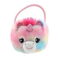 Façon de célébrer le panier en peluche de la licorne, arc-en-ciel