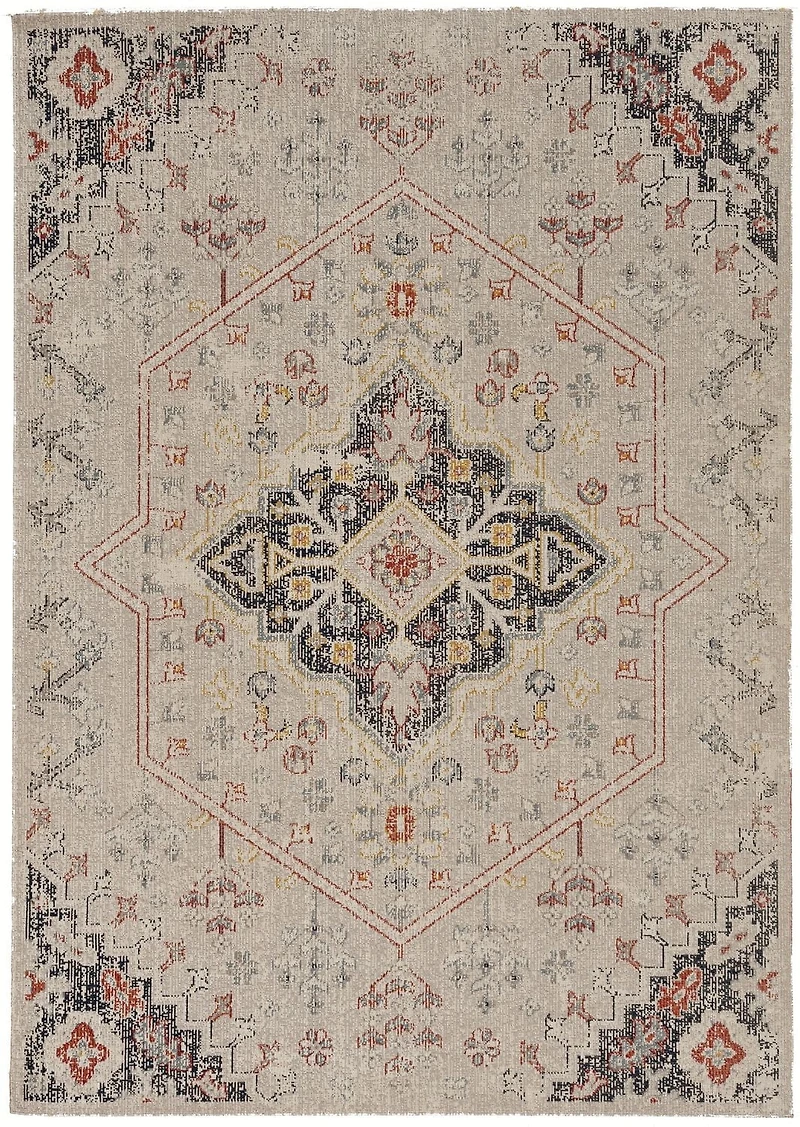 Tapis d'appoint Grand Zéro Rollins ivoire & marine de 2 pi x 3 pi