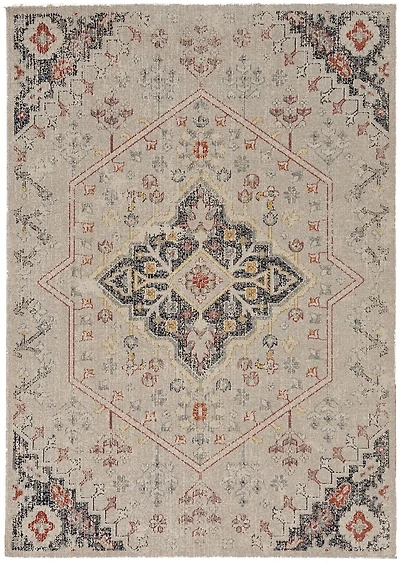 Tapis d'appoint Grand Zéro Rollins ivoire & marine de 2 pi x 3 pi