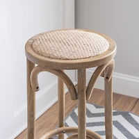 Whit Rattan Seat Backless Barstool, Natural