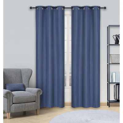 Safdie & Co. Curtain 2PK 84L Blackout Textured Blue