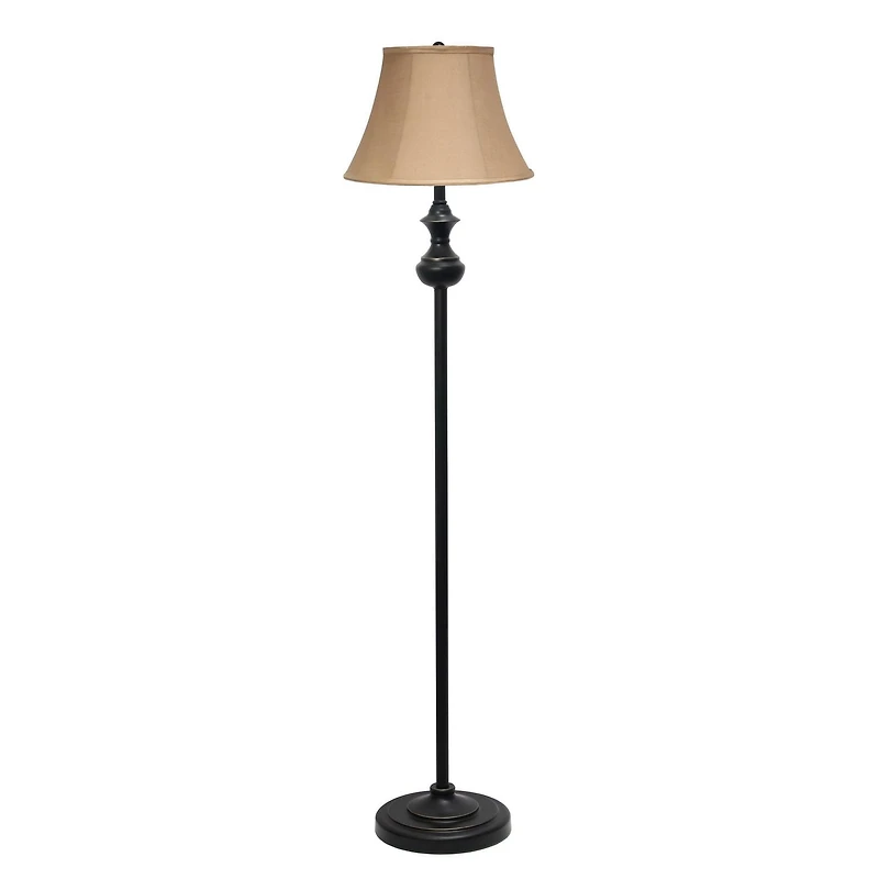 Ensemble de 3 lampes Elegant Designs de fabrication traditionnelle (2 lampes de table, 1 lampadaire) avec des abat-jours bruns, bronze