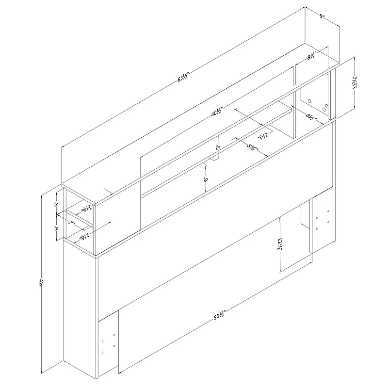 South Shore Vito Full/Queen Bookcase Headboard with Storage, in Pure White