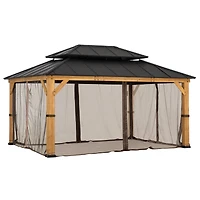 Panneaux de moustiquaire de remplacement Sunjoy, parois imperméables à 4 panneaux pour gazebo, terrasse et protection de jardin de 12 x 16 pieds