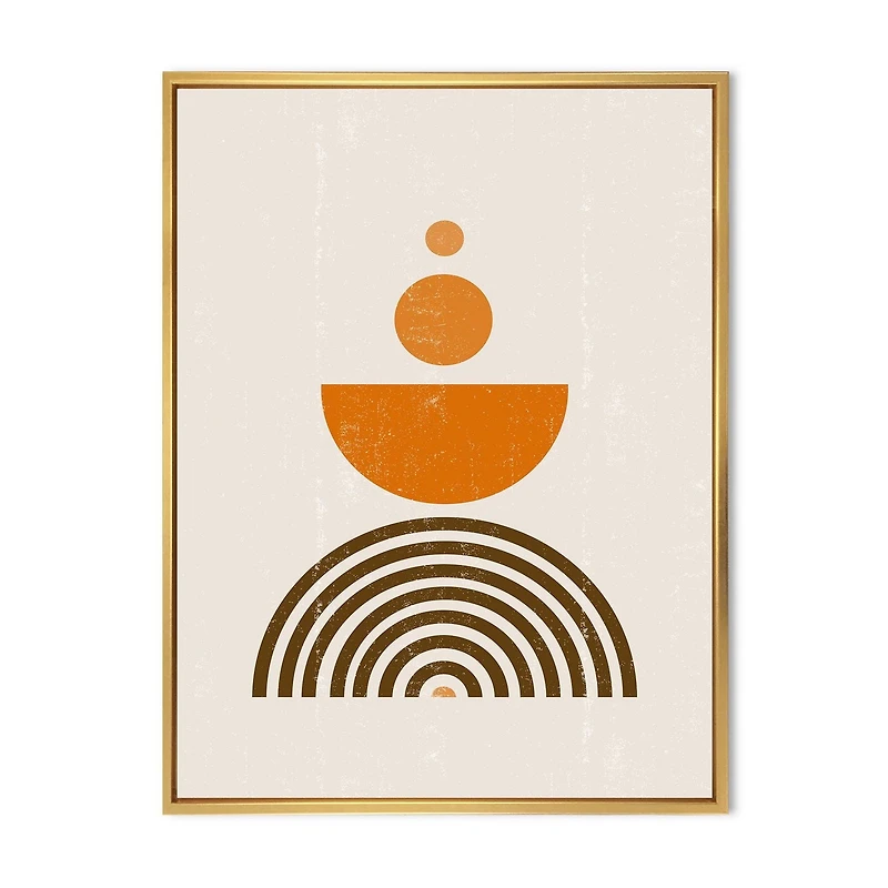 Designart Arc-en-ciel abstrait soleil et lune dans les tons de terre V ART MURAL À CADRE FLOTTÉ