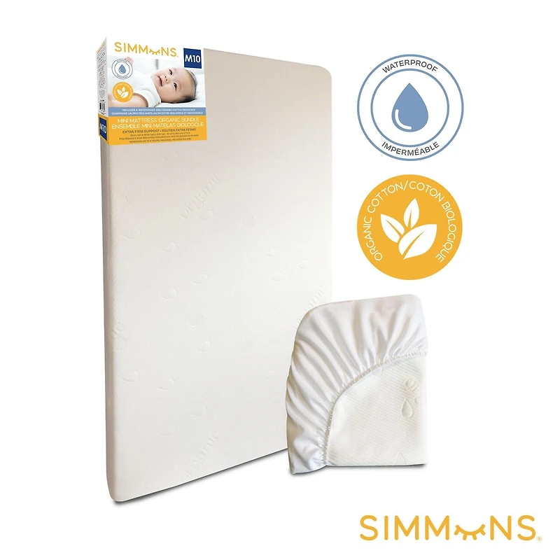 Matelas de berceau mini organique Simmons et protection Matelas mini bio pour bébé