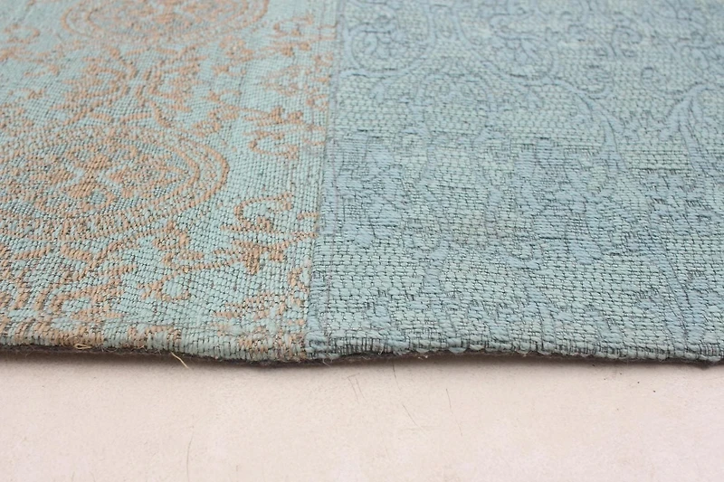 ECARPETGALLERY 5'8" x 7'8" Contemporary Collage Handmade Area Rug for Living Room, Dining Room and Bedroom in Blue