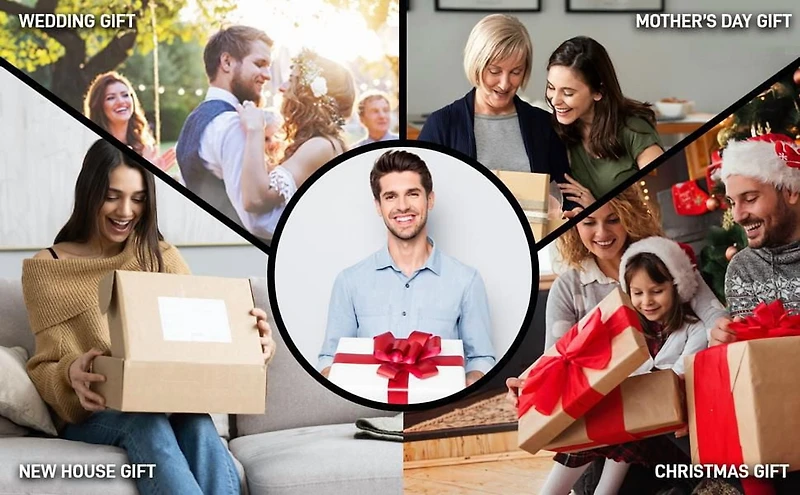 6-Piece Kitchen Knife Set with Wood Grain Handles and Acrylic Stand – Seville Collection