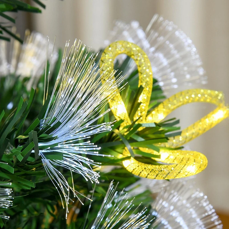 HOMCOM Arbre de Noël artificiel sapin de Noël artificiel 210 lumières LED 8 motifs lumineux 26 nœuds papillon jaunes et lumière en étoile 210 branches en PVC Ø 30.75" x 70.75" vert